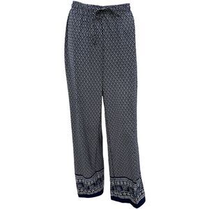 The Skyline Collection Women's Boho Style Border Print Palazzo Pants in Blue, M